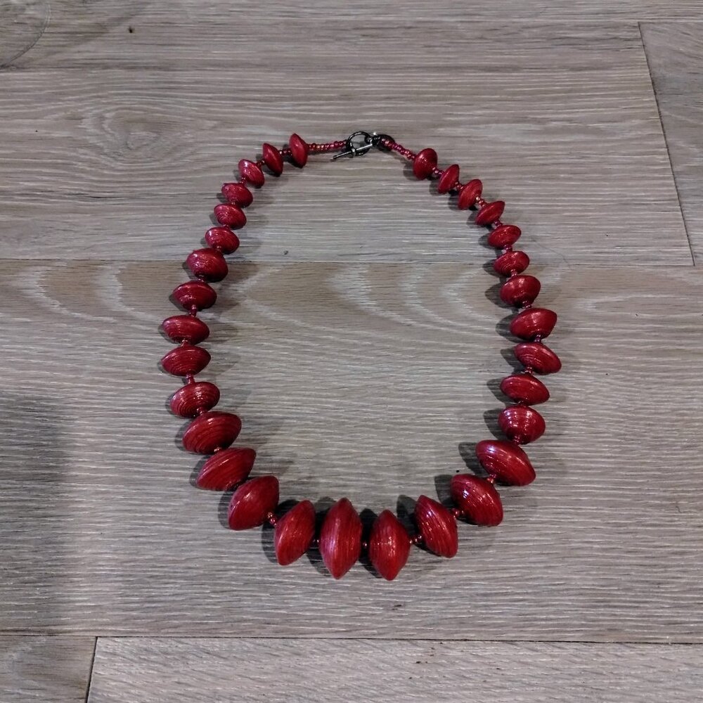 Vintage BEAD FOR LIFE Handmade Red Necklace
